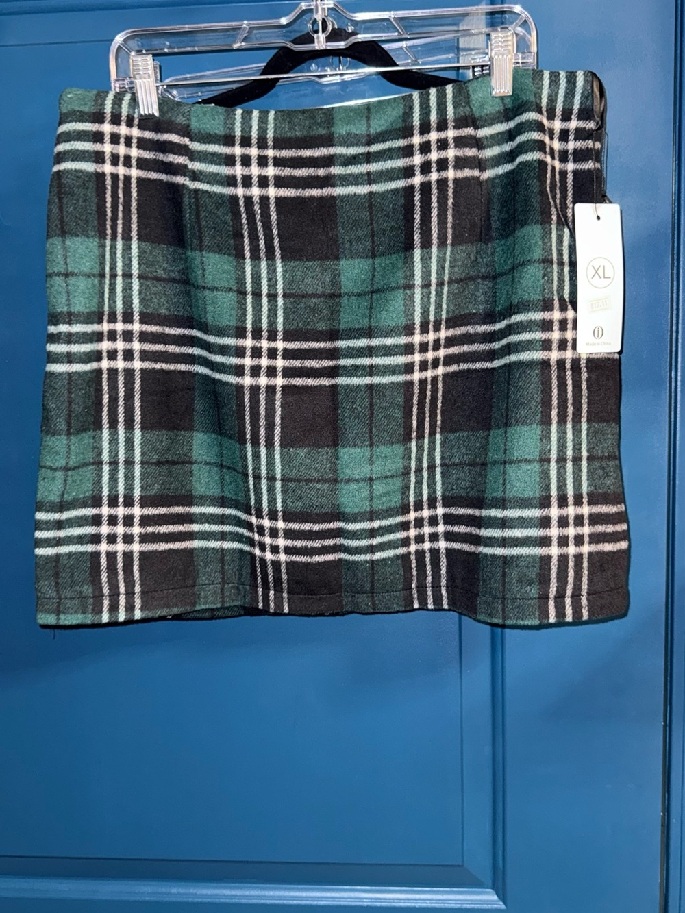 Plaid Green Mini Skirt - Stylish A-Line Women's Wool Blend Mini Skirt